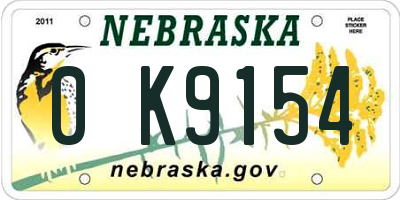 NE license plate 0K9154