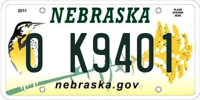 NE license plate 0K9401