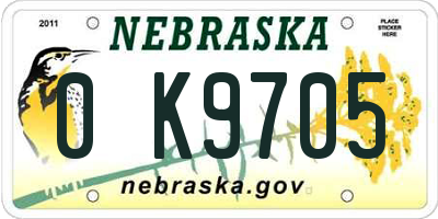 NE license plate 0K9705