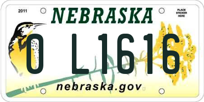 NE license plate 0L1616