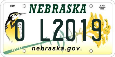 NE license plate 0L2019