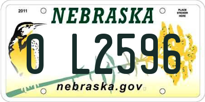 NE license plate 0L2596