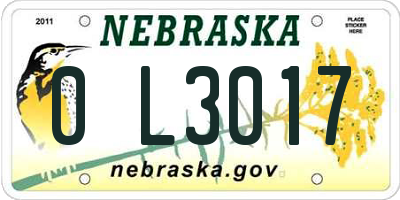 NE license plate 0L3017