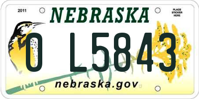 NE license plate 0L5843