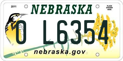 NE license plate 0L6354