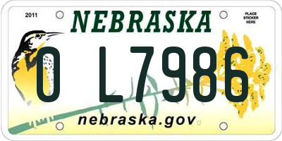 NE license plate 0L7986