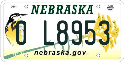 NE license plate 0L8953