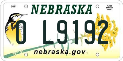 NE license plate 0L9192