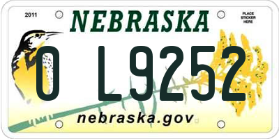NE license plate 0L9252