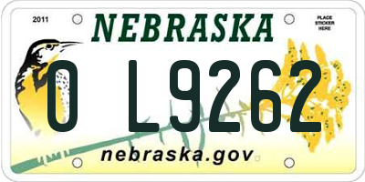 NE license plate 0L9262