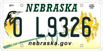 NE license plate 0L9326