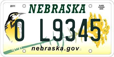 NE license plate 0L9345