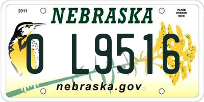 NE license plate 0L9516