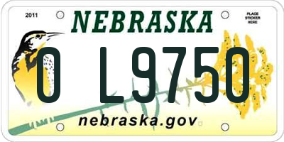 NE license plate 0L9750