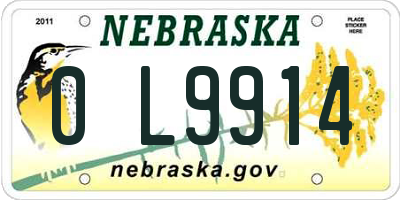 NE license plate 0L9914