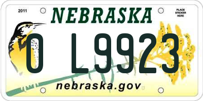 NE license plate 0L9923