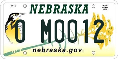 NE license plate 0M0012