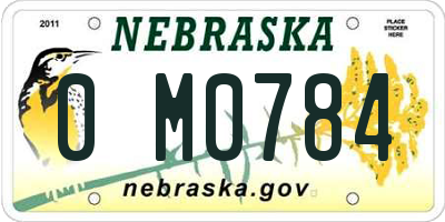 NE license plate 0M0784