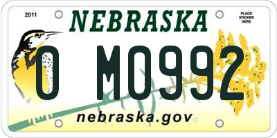 NE license plate 0M0992