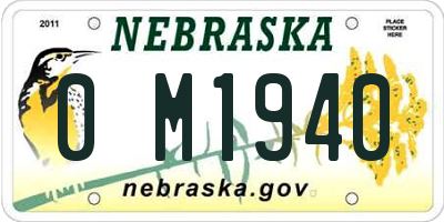 NE license plate 0M1940