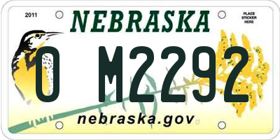 NE license plate 0M2292