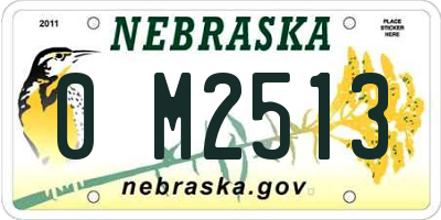 NE license plate 0M2513