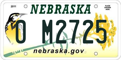 NE license plate 0M2725
