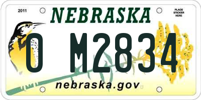 NE license plate 0M2834