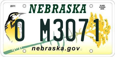 NE license plate 0M3071