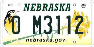 NE license plate 0M3112
