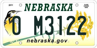 NE license plate 0M3122