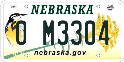 NE license plate 0M3304