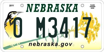 NE license plate 0M3417