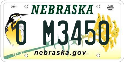 NE license plate 0M3450