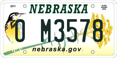 NE license plate 0M3578