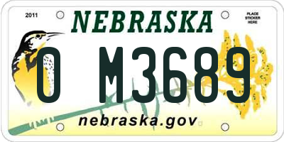 NE license plate 0M3689