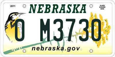 NE license plate 0M3730