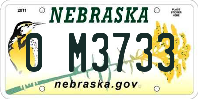 NE license plate 0M3733