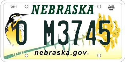 NE license plate 0M3745