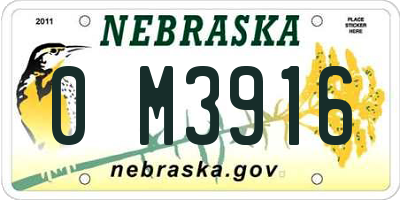 NE license plate 0M3916