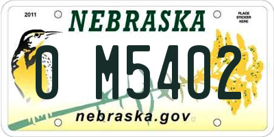 NE license plate 0M5402