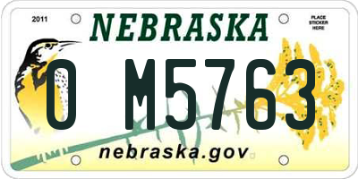 NE license plate 0M5763