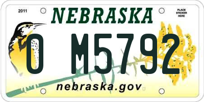 NE license plate 0M5792