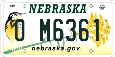 NE license plate 0M6361