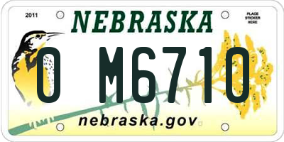 NE license plate 0M6710