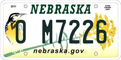 NE license plate 0M7226