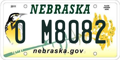 NE license plate 0M8082