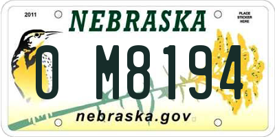 NE license plate 0M8194