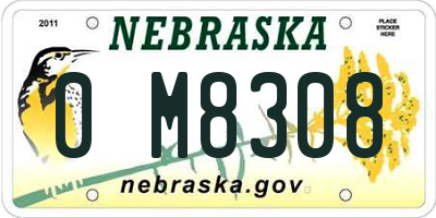 NE license plate 0M8308