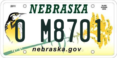 NE license plate 0M8701